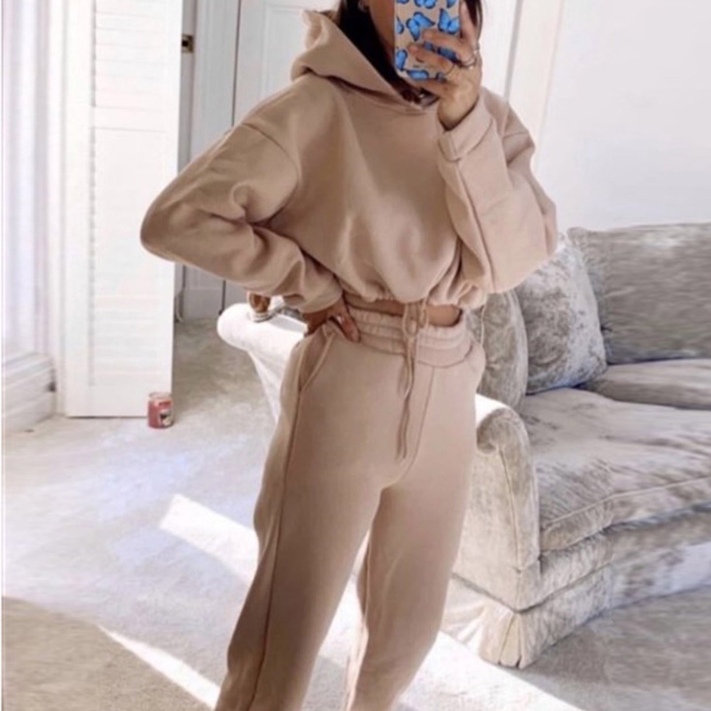 2 Piece Sexy Long Sleeve Hoodie Sportswear